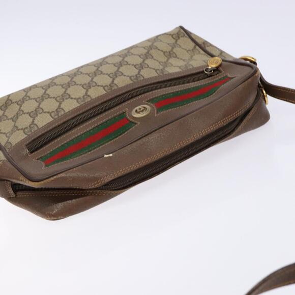 GUCCI GG Supreme Web Sherry Line Bag Pvc Beige Gold 56 02 088 - Picture 6 of 13